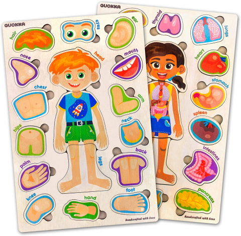 Large Boy and Large Girl Anatomy Wood Puzzle