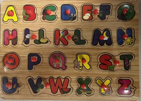 Each individual letter has its own peg for easy pick up. 