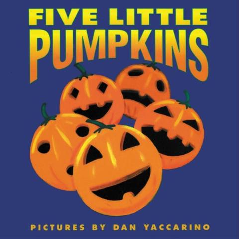 Purple cover with five different pumkins on the cover