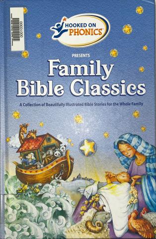 Light blue cover with Noah's ark on water on the left and mary with baby jesus on the right