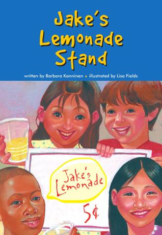 Four different kids on the front surrounding a sign that says "Jake's Lemonade $.05" 