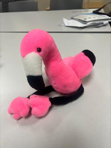 a small pink flamingo