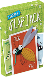 Slap Jack Card Game Box with a mosquito on the jack card