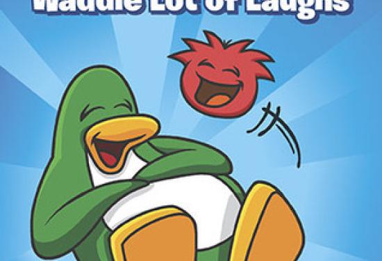 A green penguin with a red puffle