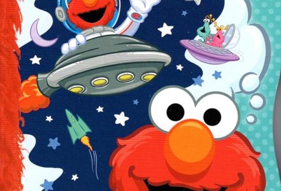 Elmo thinking about Elmo being in space and in a space ship