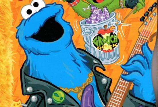 cookie monster and oscar the grouch having a rock concert