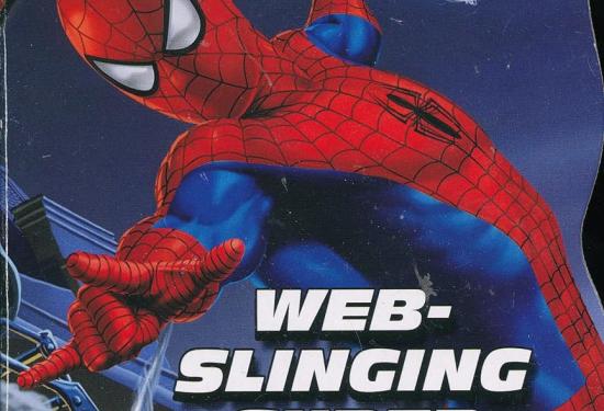 spiderman shooting webs while swinging