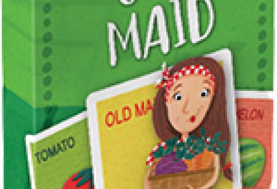 Old Maid card game box with the old maid on front