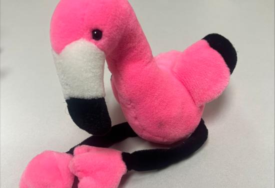 a small pink flamingo