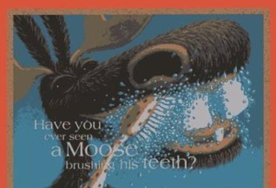 A Moose brushing his teeth