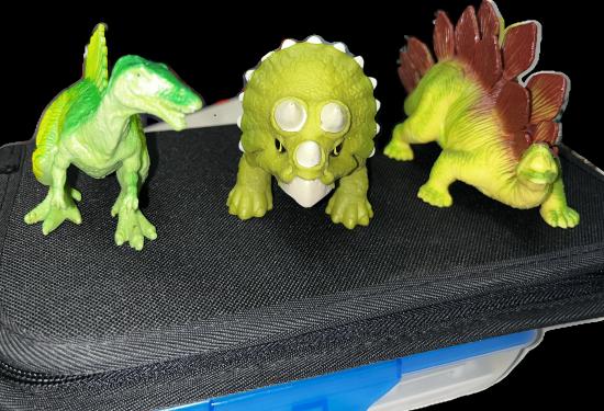 the three dinosaurs from a front view